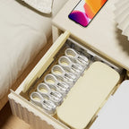 Compact Transparent Desktop Cable Organizer Box with Lid-No Power Needed Cord and Charger Storage Solution for Home Organization