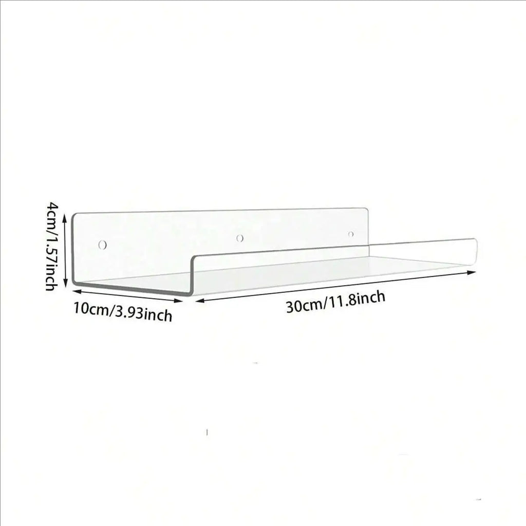 1/2Pcs 11.8Inch Clear Acrylic Shelves, Wall Mounted Storage for Kitchen, Bathroom, Office - Home Organization and Decor