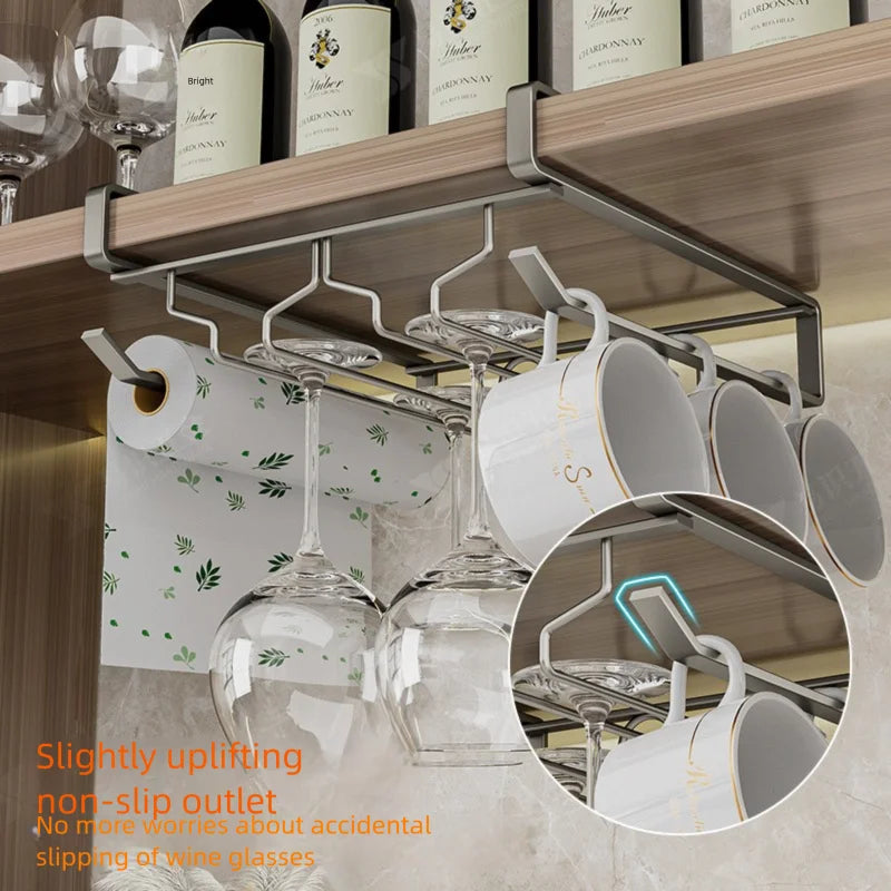 Non-Punching Inverted Hanging Red Wine Glass Rack Goblet Cabinet Hanging Racks Light Luxury High-End Home Organization