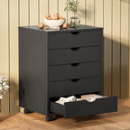 5-Drawer Portable Storage Cabinet on Wheels for Office, Bedroom & Home Organization, Black