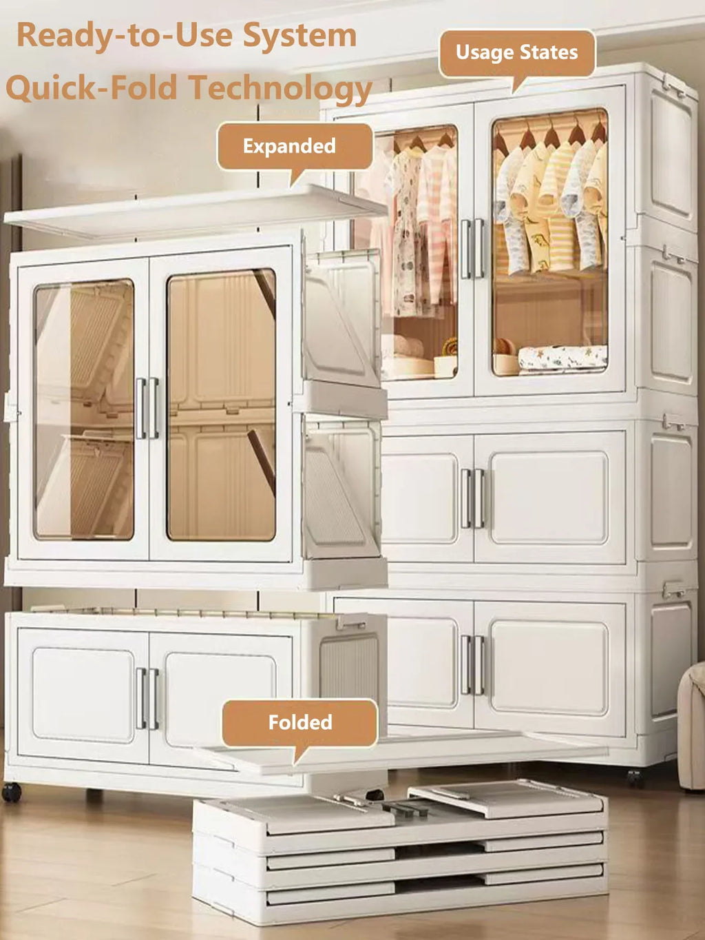 Foldable Dustproof Wardrobe Multi Scene Storage Cabinet Home Organization Closet & Kitchen Solution Versatile Compact Storage