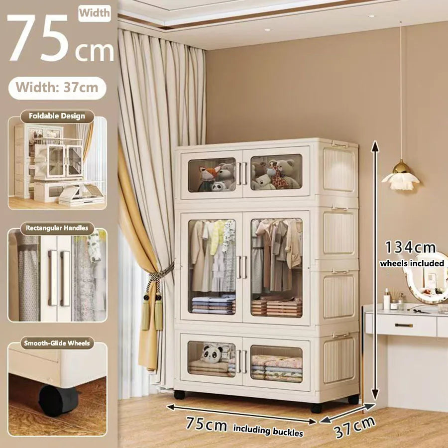 Foldable Dustproof Wardrobe Multi Scene Storage Cabinet Home Organization Closet & Kitchen Solution Versatile Compact Storage