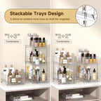 2-Pack 2-Tier Clear Plastic Pantry Organizer with Dividers, Pull-Out under Sink and Cabinet Organizer for Kitchen