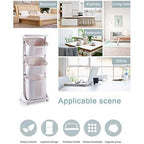 Freestanding Bathroom Multi-Layer Laundry Basket Storage Basket Household with 3-Baskets in White