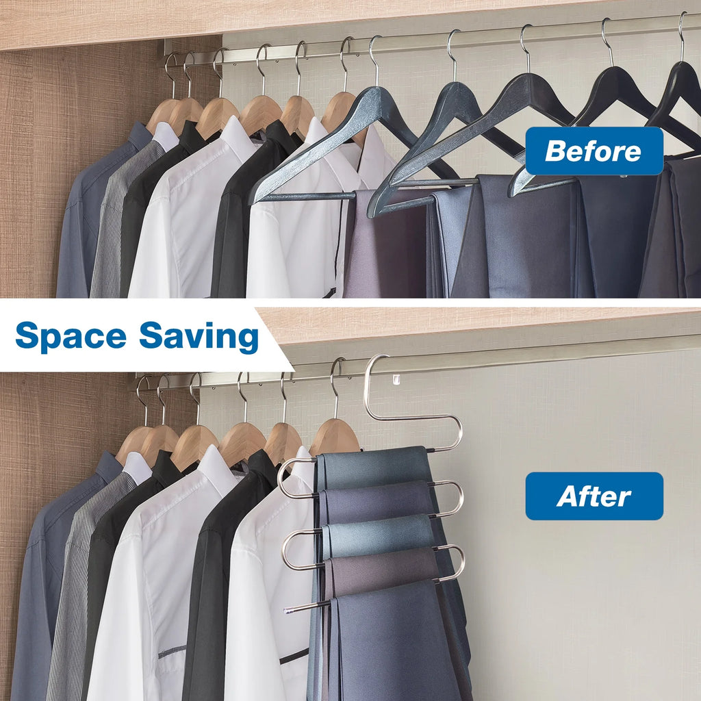 Hangers for Pants Clothes Hangers 6Pcs Stainless Steel Pants Hangers Space Saving for Trousers Skirts Jean