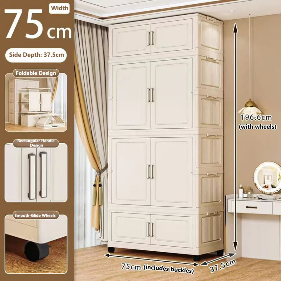 Foldable Dustproof Wardrobe Multi Scene Storage Cabinet Home Organization Closet & Kitchen Solution Versatile Compact Storage
