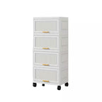 4-Layers Flip Open Storage Box with Wheels, Movable Storage Cabinet, Kitchen Shelf, Movable Storage Box-White