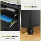 5-Drawer Portable Storage Cabinet on Wheels for Office, Bedroom & Home Organization, Black
