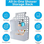 Versatile over Cabinet/Door Storage Organizer with Interchangeable Baskets for Shower Caddy 3In. White