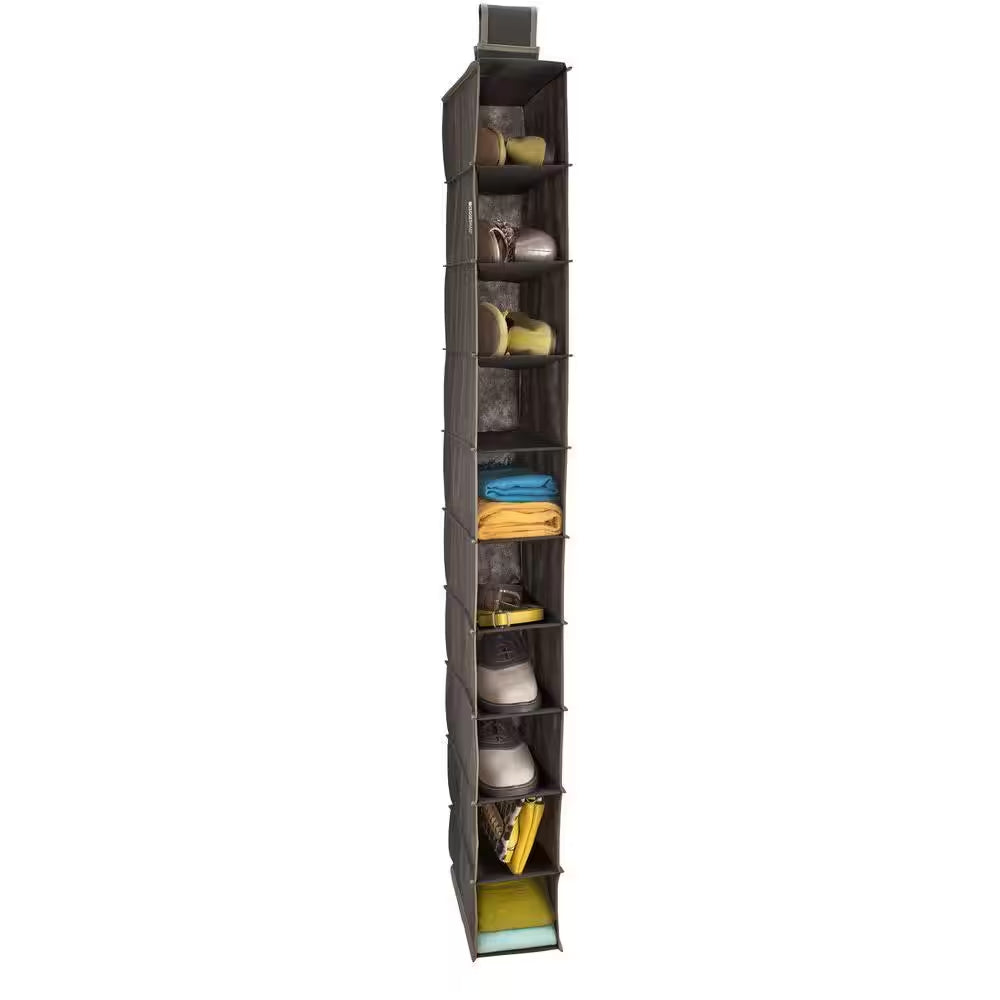 54 In. H Gray Fabric Hanging Closet Organizer