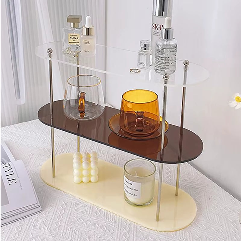 Ins Style Acrylic Multi-Layer Storage Rack Decorative Shelves Desk Organizer Makeup Jewelry Home Organization Garden