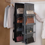 Double-Sided Hanging Bag Storage with Six Layers Transparent Bedroom Closet Organizer Dust Bag for Home Organization