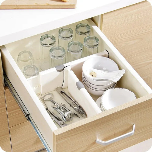 T Drawer Divider Adjustable Home Organization Dividers White Plastic Partition Holder Creative Retractable Drawer Dividers