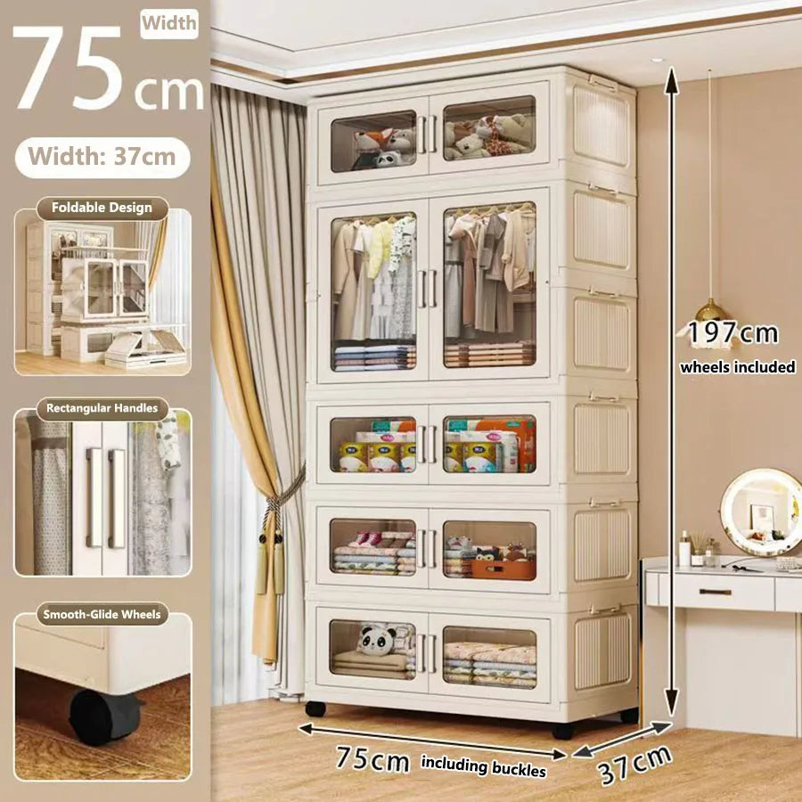 Foldable Dustproof Wardrobe Multi Scene Storage Cabinet Home Organization Closet & Kitchen Solution Versatile Compact Storage