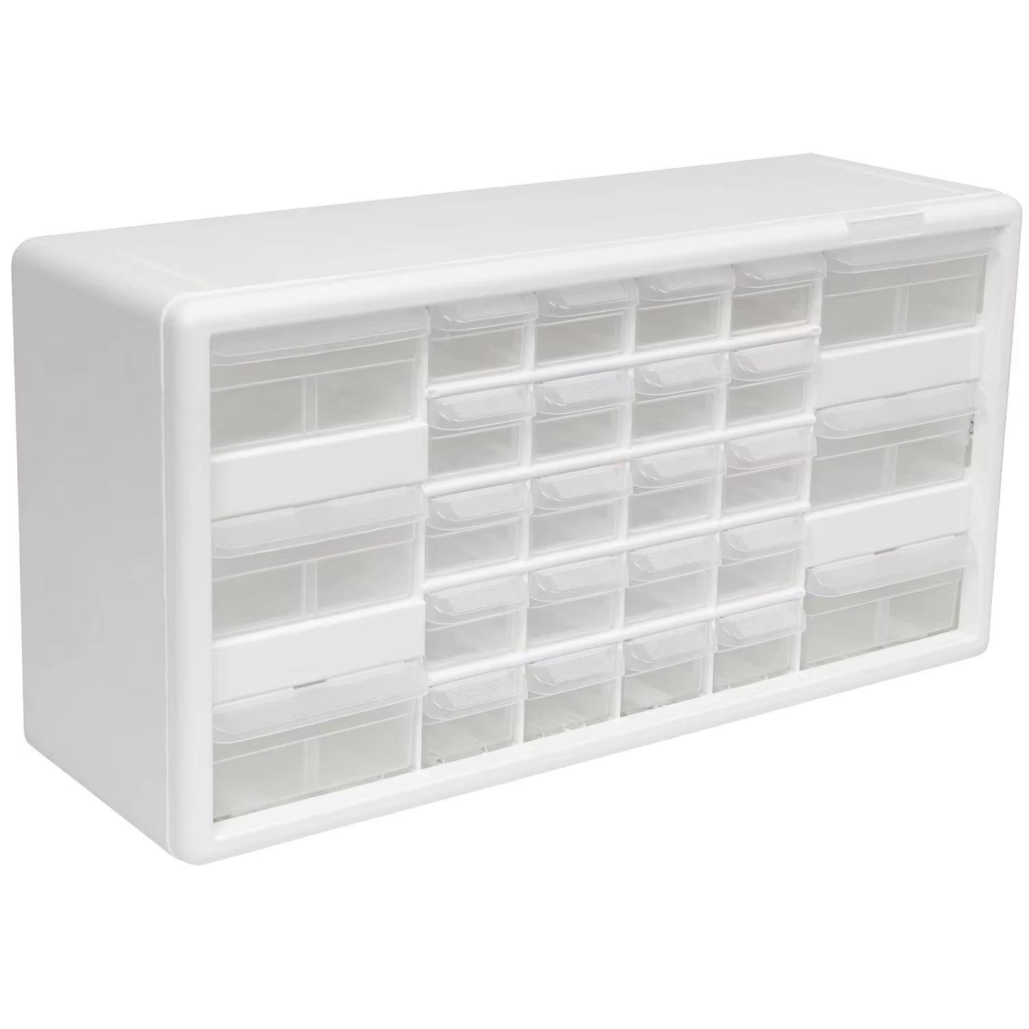26-Drawer Plastic Storage Cabinet for Garage, Workshop, Home Organization - 20"W X 6"D X 10"H White