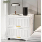 4-Layers Flip Open Storage Box with Wheels, Movable Storage Cabinet, Kitchen Shelf, Movable Storage Box-White