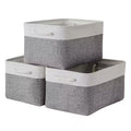 White & Grey 9.8 In. X 6.7 In. Fabric Collapsible Storage Bins Set of 3 for Home Organization