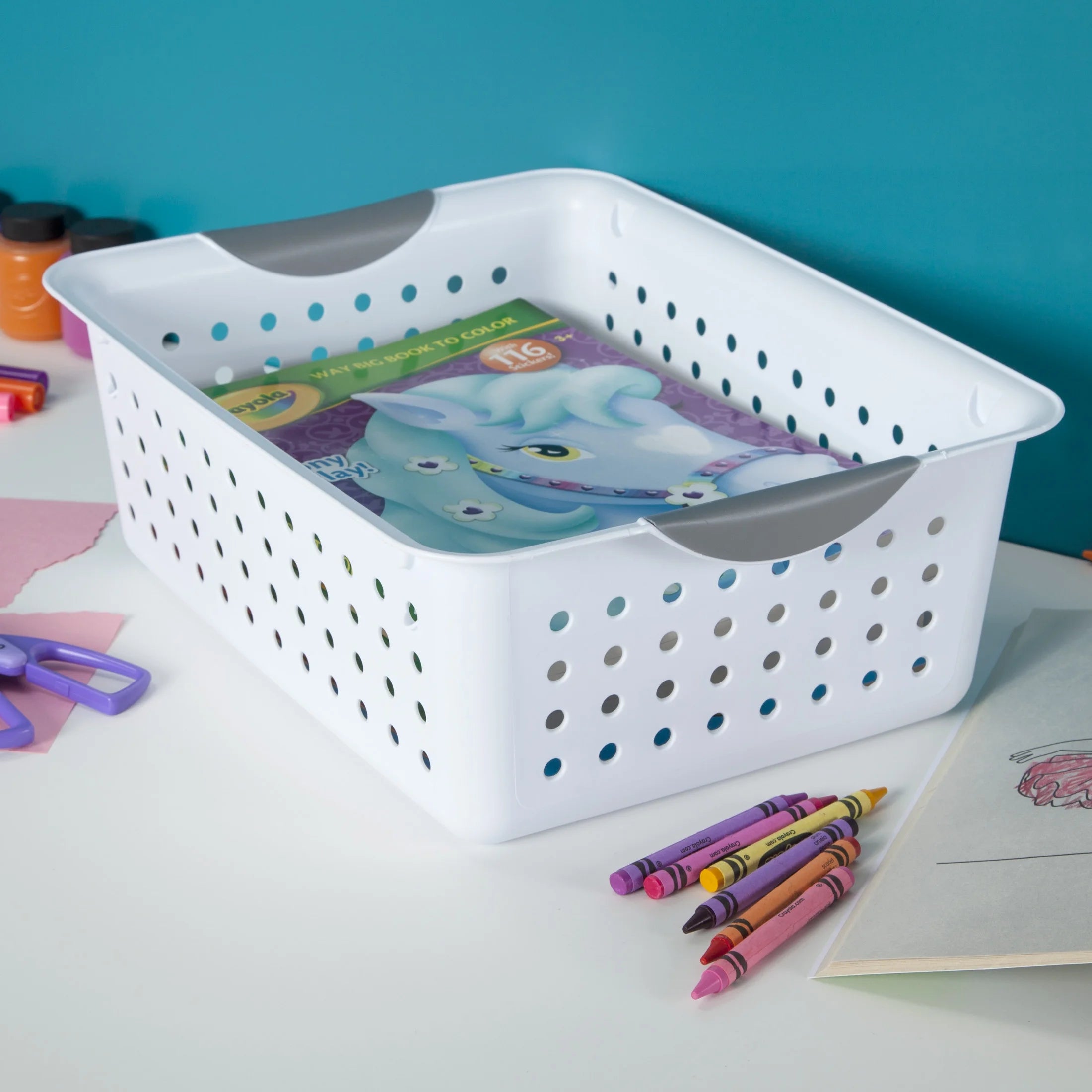 Medium Ultra™ Basket, Open Plastic Storage Bin, Organization Solution, White