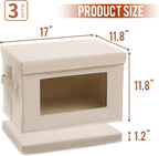 Citylife Collapsible Fabric Clothes Storage Bin with Handle Lid Large Foldable Box Basket for Closet 17"×11.8"×11.8" 3 Pack Biege