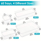 60/6/9/12Pack Drawer Organizers Clear Plastic Tub Containers for Bathroom Dressing Table Storage, Home Organization Makeup Kit