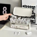 Compact Transparent Desktop Cable Organizer Box with Lid-No Power Needed Cord and Charger Storage Solution for Home Organization