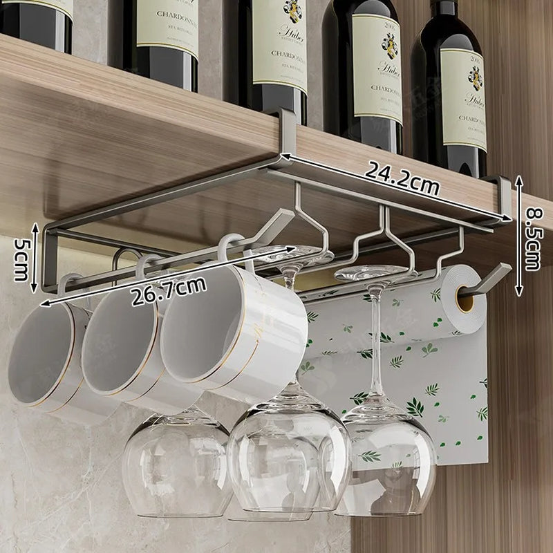 Non-Punching Inverted Hanging Red Wine Glass Rack Goblet Cabinet Hanging Racks Light Luxury High-End Home Organization