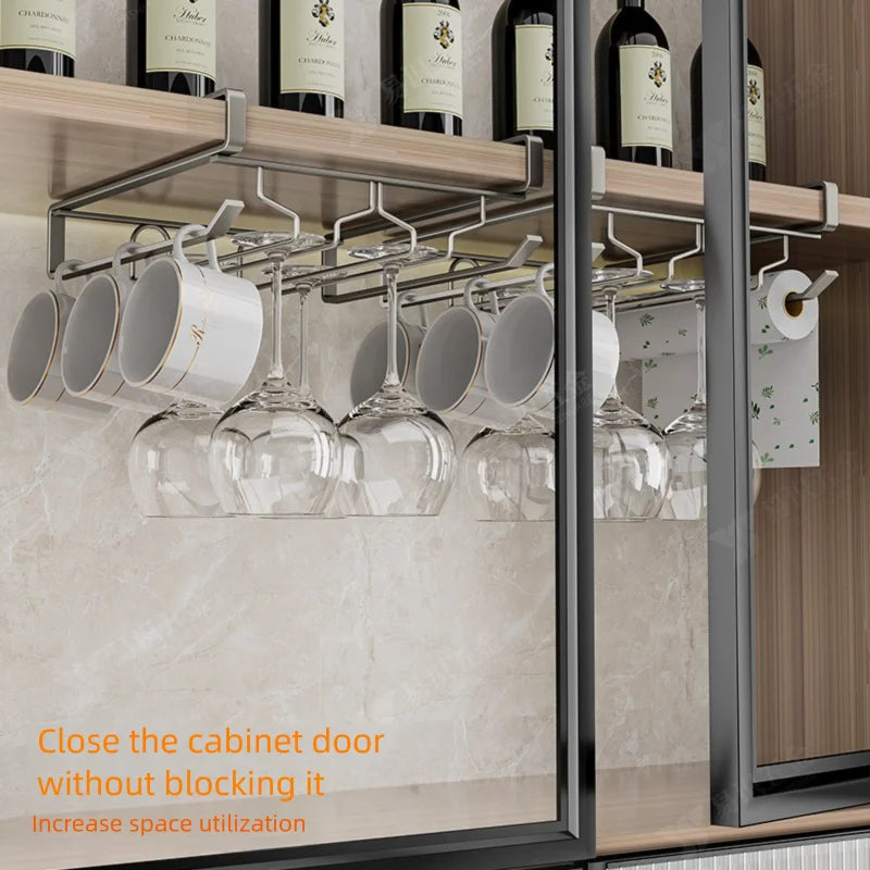Non-Punching Inverted Hanging Red Wine Glass Rack Goblet Cabinet Hanging Racks Light Luxury High-End Home Organization