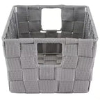 Heather Gray Small Woven Strap Shelf Cube Storage Bin (2-Pack)