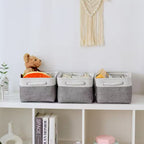 White & Grey 9.8 In. X 6.7 In. Fabric Collapsible Storage Bins Set of 3 for Home Organization