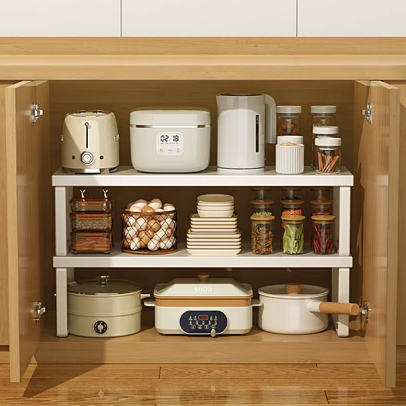 Kitchen Desktop Shelf Layered Storage Partition Rack Small Shelf for Storing Dishes Seasonings in the Cabinet Home Organization
