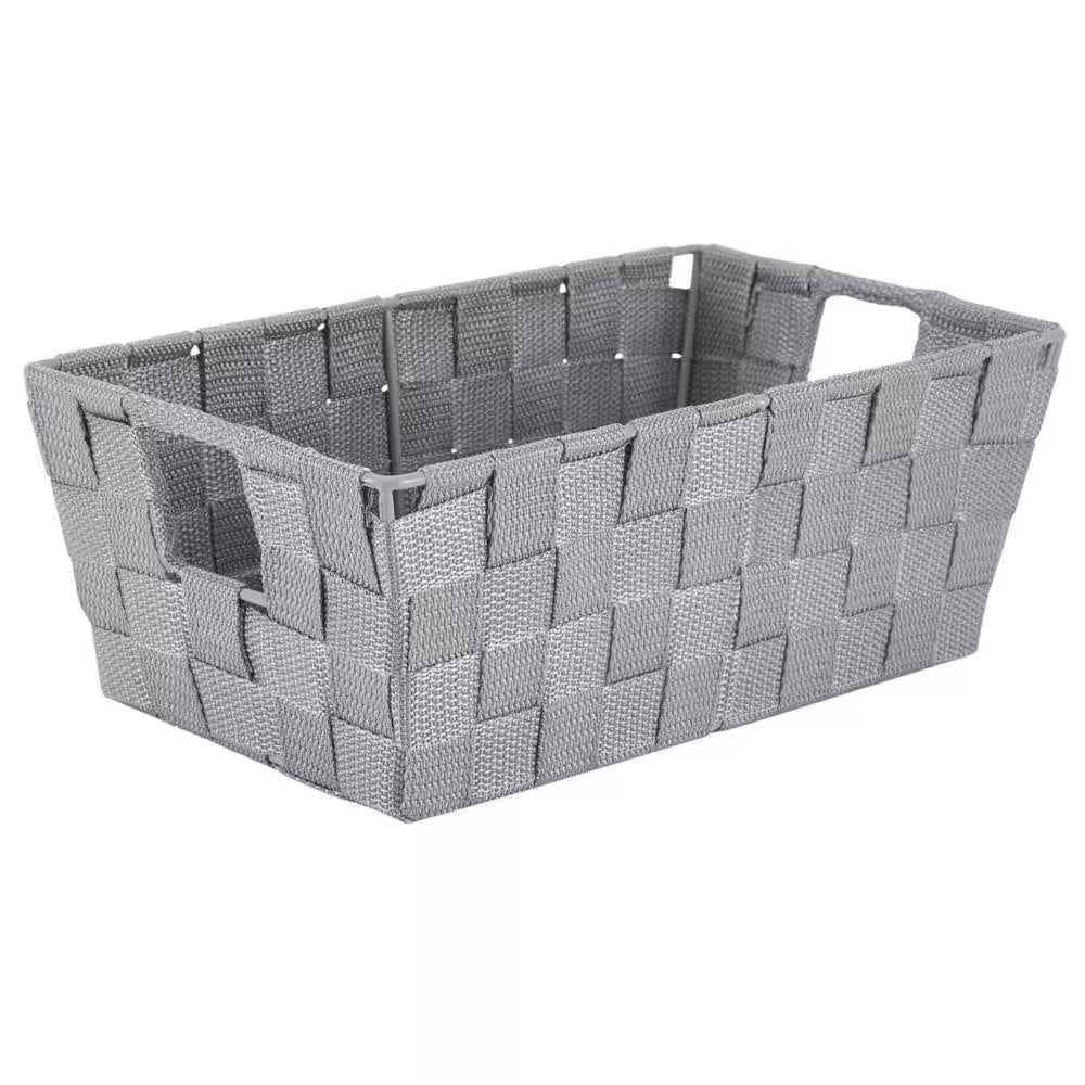 Heather Gray Small Woven Strap Shelf Cube Storage Bin (2-Pack)