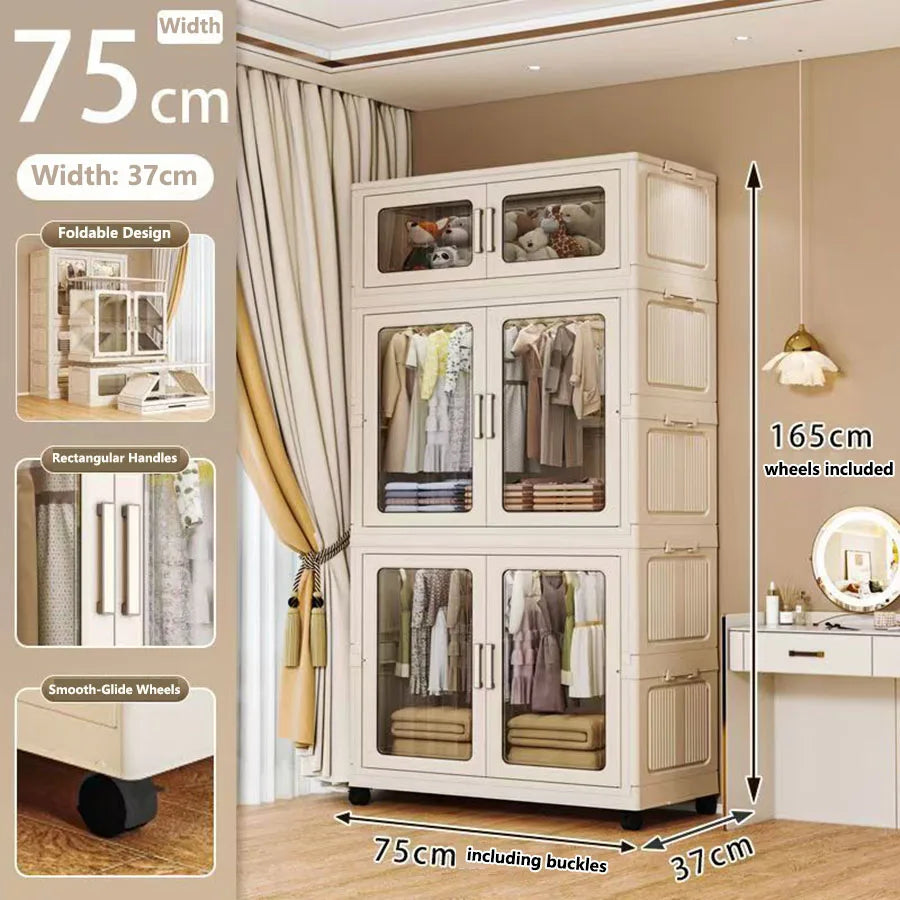 Foldable Dustproof Wardrobe Multi Scene Storage Cabinet Home Organization Closet & Kitchen Solution Versatile Compact Storage