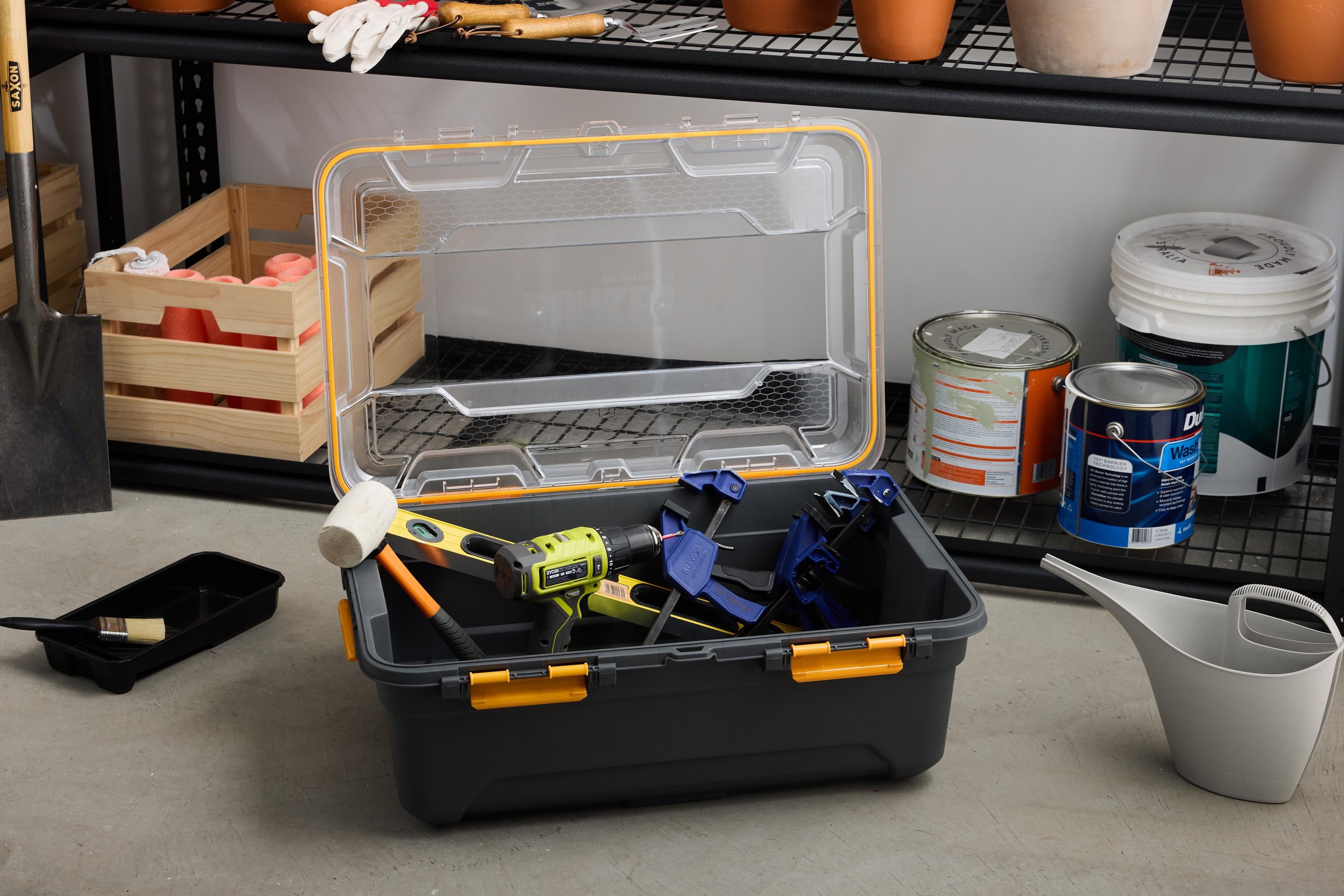 19.8 Gallon Large Gasket Tote, IP68 Waterproof Plastic Storage Bin with Lid, Gasket Seal and Durable Latches, Gray