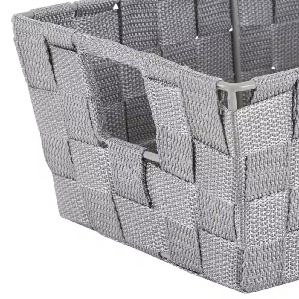 Heather Gray Small Woven Strap Shelf Cube Storage Bin (2-Pack)