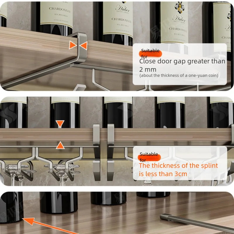 Non-Punching Inverted Hanging Red Wine Glass Rack Goblet Cabinet Hanging Racks Light Luxury High-End Home Organization