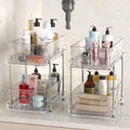 2-Pack 2-Tier Clear Plastic Pantry Organizer with Dividers, Pull-Out under Sink and Cabinet Organizer for Kitchen