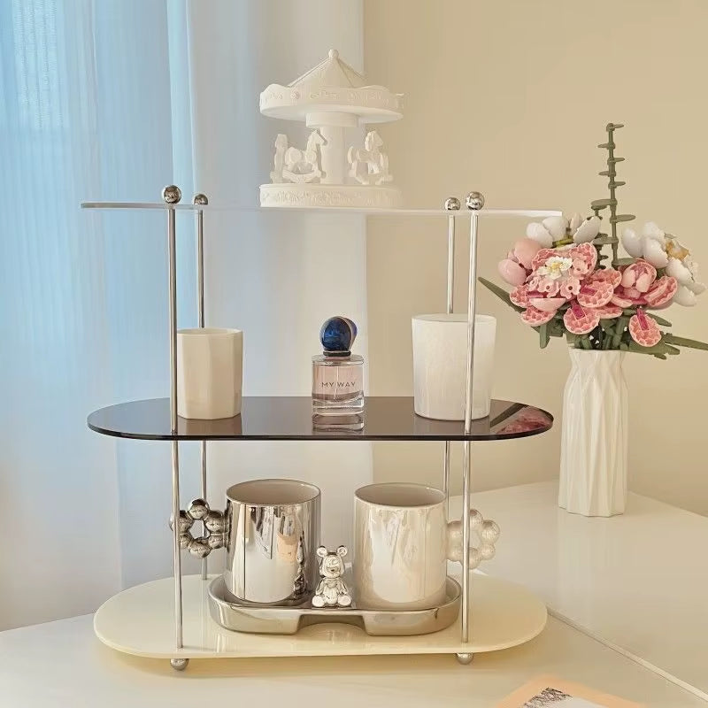 Ins Style Acrylic Multi-Layer Storage Rack Decorative Shelves Desk Organizer Makeup Jewelry Home Organization Garden