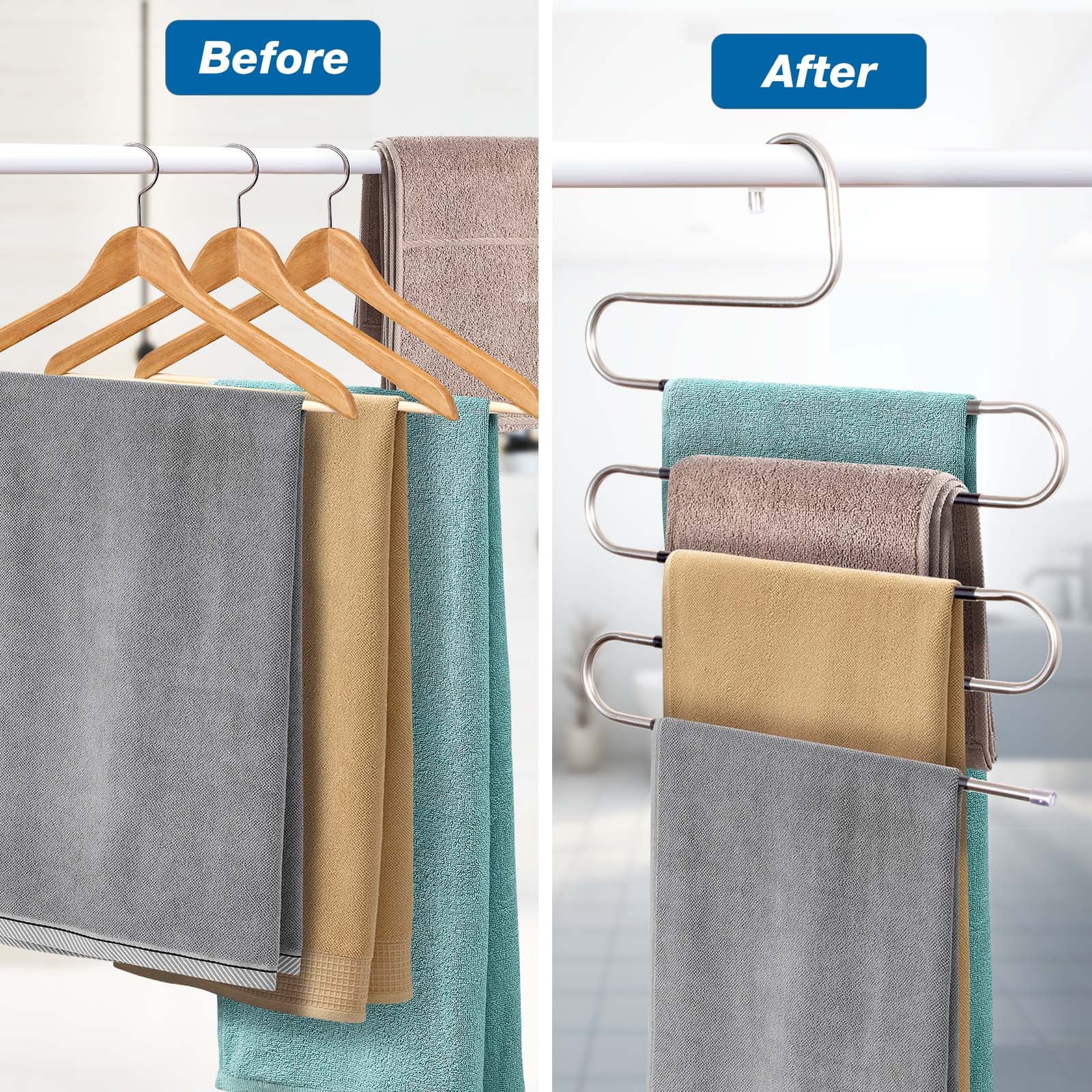 Hangers for Pants Clothes Hangers 6Pcs Stainless Steel Pants Hangers Space Saving for Trousers Skirts Jean