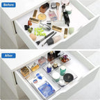 8/13/25Pcs Drawer Organizers Set Clear Plastic Desk Divider Bins Bedroom Dresser Office Storage Box for Makeup Jewelries Kitchen
