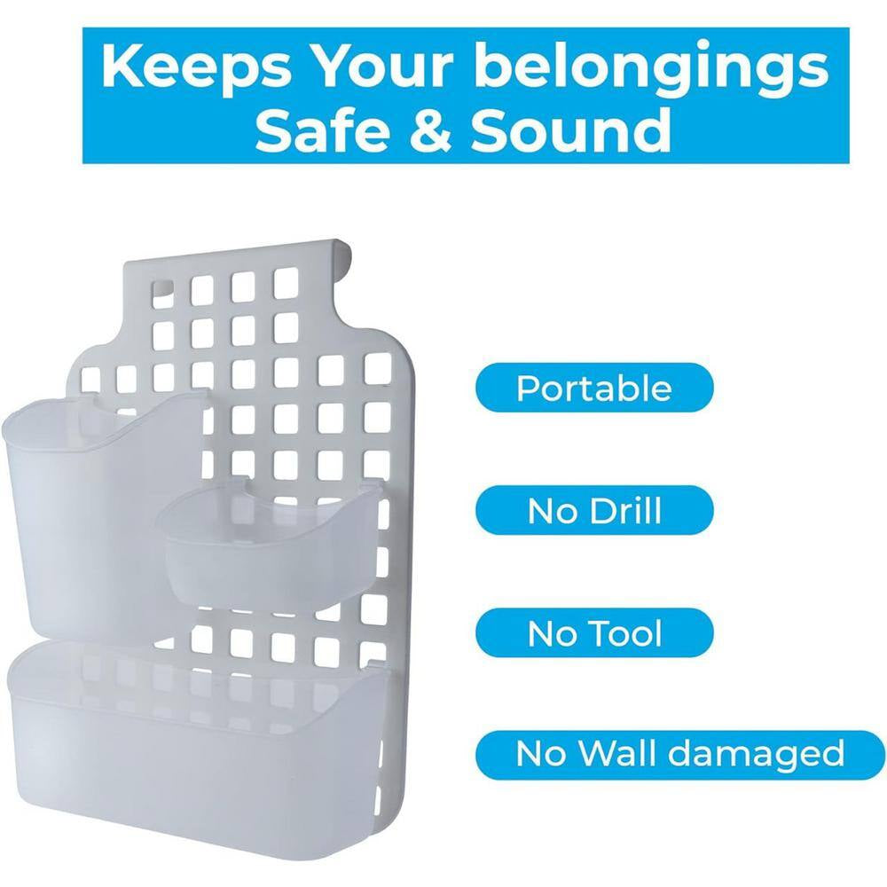 Versatile over Cabinet/Door Storage Organizer with Interchangeable Baskets for Shower Caddy 3In. White