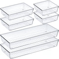 60/6/9/12Pack Drawer Organizers Clear Plastic Tub Containers for Bathroom Dressing Table Storage, Home Organization Makeup Kit