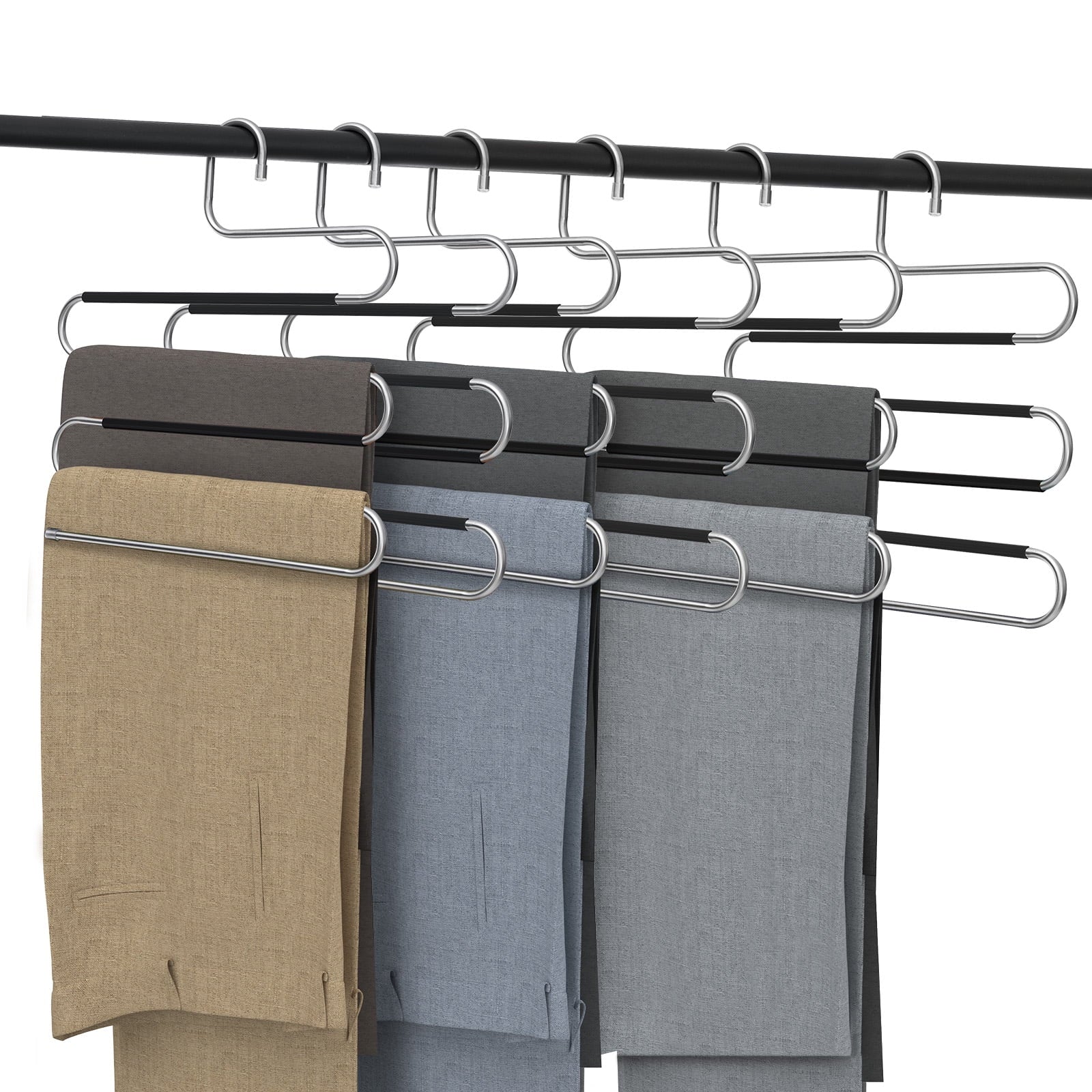 Hangers for Pants Clothes Hangers 6Pcs Stainless Steel Pants Hangers Space Saving for Trousers Skirts Jean