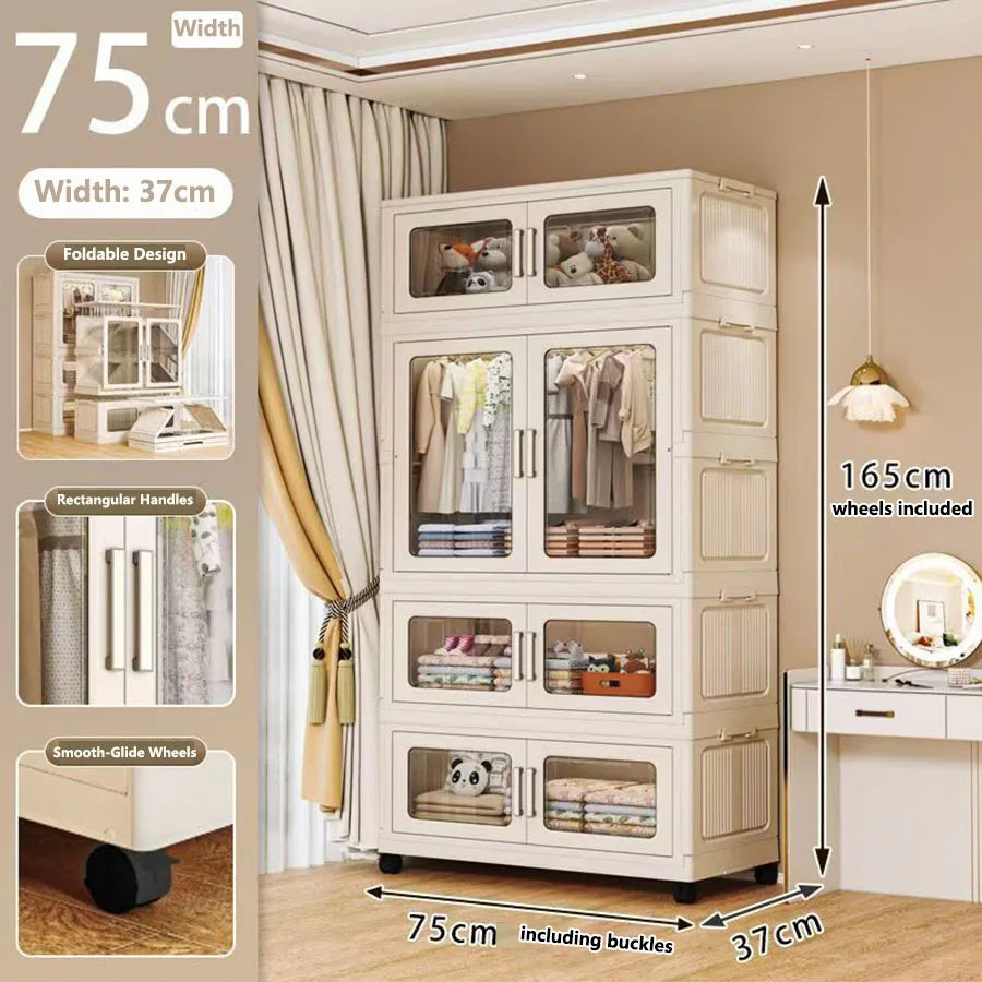 Foldable Dustproof Wardrobe Multi Scene Storage Cabinet Home Organization Closet & Kitchen Solution Versatile Compact Storage
