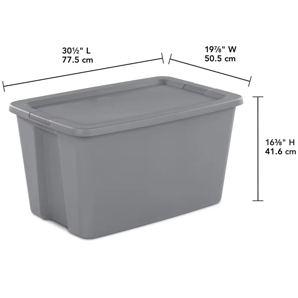 30 Gallon Plastic Storage Box Stackable with Snap-On Lid for Home Organization